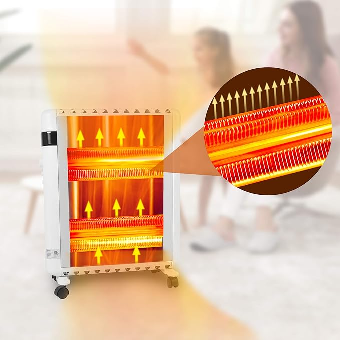 Calefactor Eléctrico Portátil 1500W con Termostato Ajustable y Ruedas miniatura 6