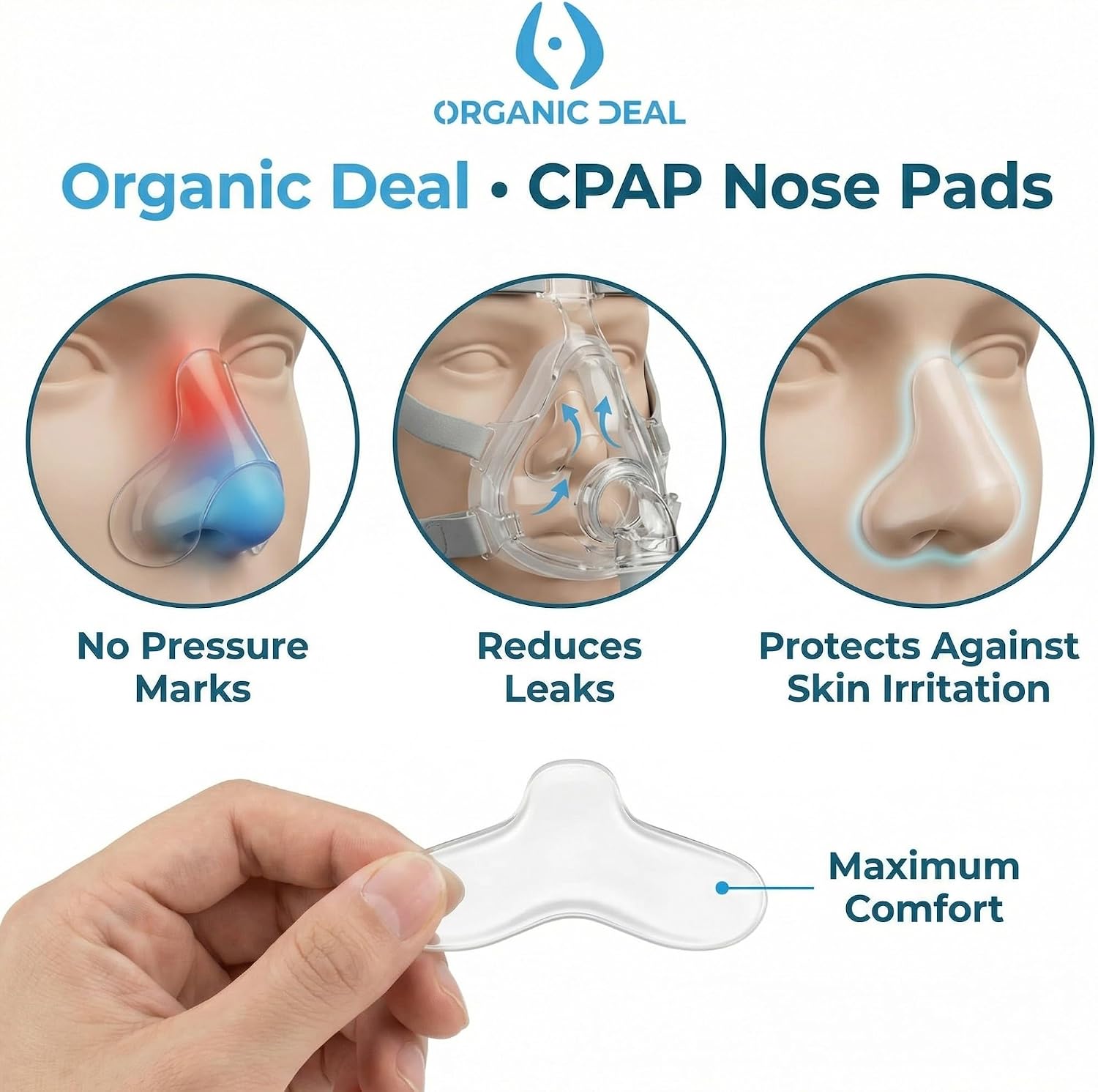10 Pack CPAP Nose Pads, Universal Fit Medical Silicone Mask Nose Guard, Trimmable Bridge of Nose Protector for Comfort & Reduced Leaks, CPAP Accessories