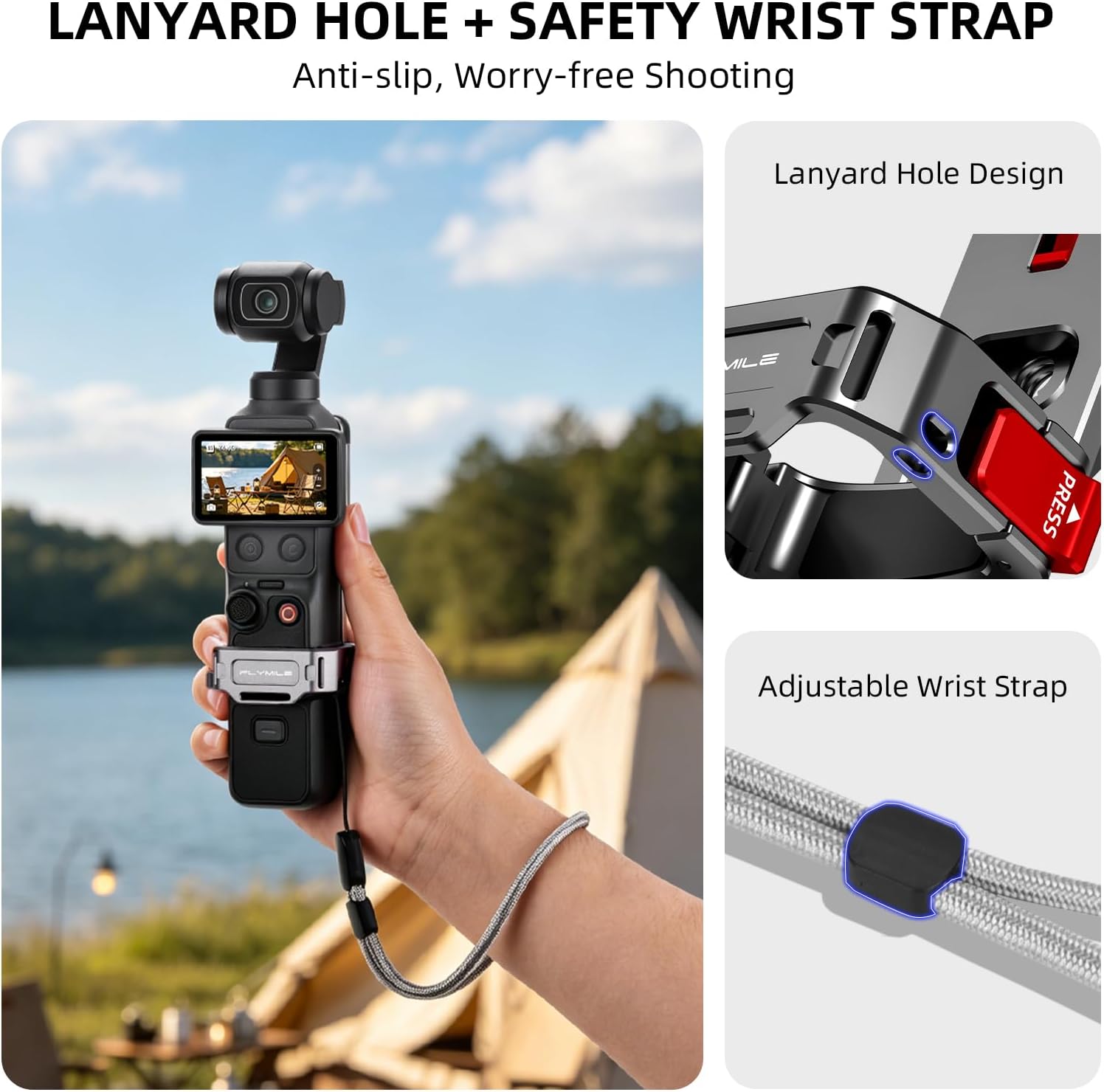 Pocket 4/3 Magnetic Mini Tripod Mount, Metal Cage Clamp Frame with Mantis Hook Stand, Cold Shoe＆ 1/4" Screw for DJI Osmo, 180° Adjustable Expansion Adapter Holder for Xtra Muse Accessories