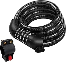 Robustt 5 Digit Resettable Combination Lock with Mounting Bracket |1.2m Long, 10mm Thick Cut-Resistant Braided Steel with PVC Coating | Keyless Number Lock for Cycle, Bike, Helmet & Gate