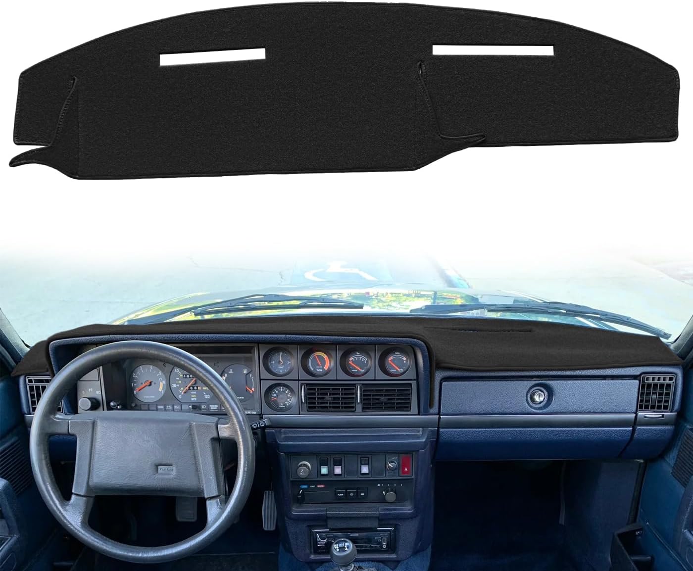 Dash Cover Mat Custom Fit for Volvo 240 242 244 245 262 264 265, Dashboard Cover Pad Carpet Protector (Black) F62