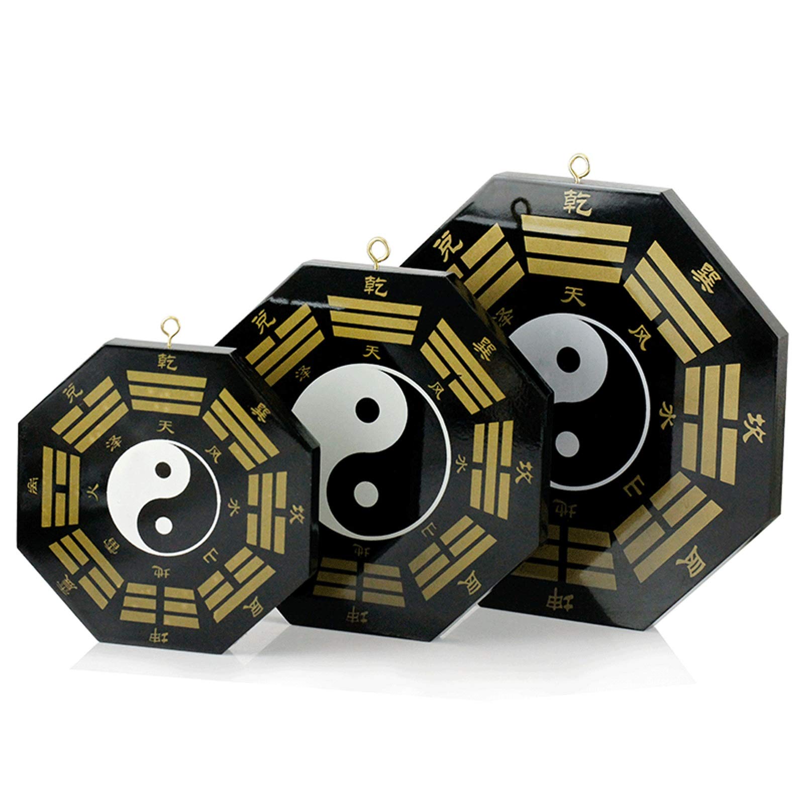 Specchio Concavo di Feng Shui Bagua Chinese Feng Shui Peach Wood Wood Bagua Specchio for Protezione familiare Fengshui Specchio Taoist Talisman Energia for la decorazione domestica Ornamento Feng Shui
