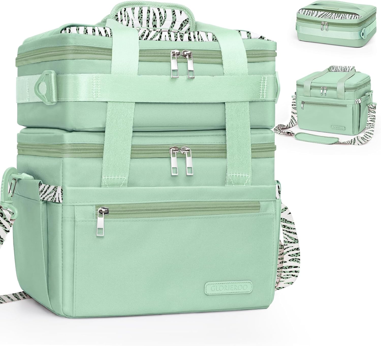 GLORIEROO Large Lunch Box Bag Women - 3 in 1 Large & Small Bags for Separate or Combined Use - Insulated Leak-Proof Cooler for Work Travel Picnic - Christmas Gifts for Women Mom