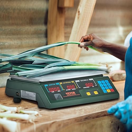 Miniatura 8 de VEVOR Báscula electrónica de computación de precios, básculas digitales de 66 libras, LED digital comercial, alimentos, frutas, carne, conteo de