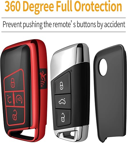 Miniatura 8 de Sindeda Funda para llavero Volkswagen con llavero de protección completa suave compatible con Volkswagen Tiguan Atlas Jetta Passat Golf Alltrack