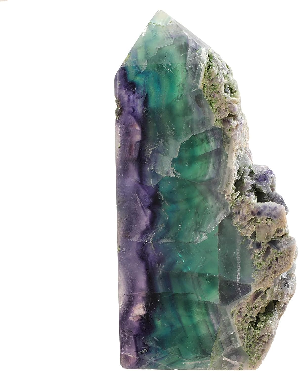 TUMBEELLUWA Natural Fluorite Crystal Wand for Healing, Pointed Crystal Obelisk Tower Raw Stone Mineral Specimen Decor, 351-530 g
