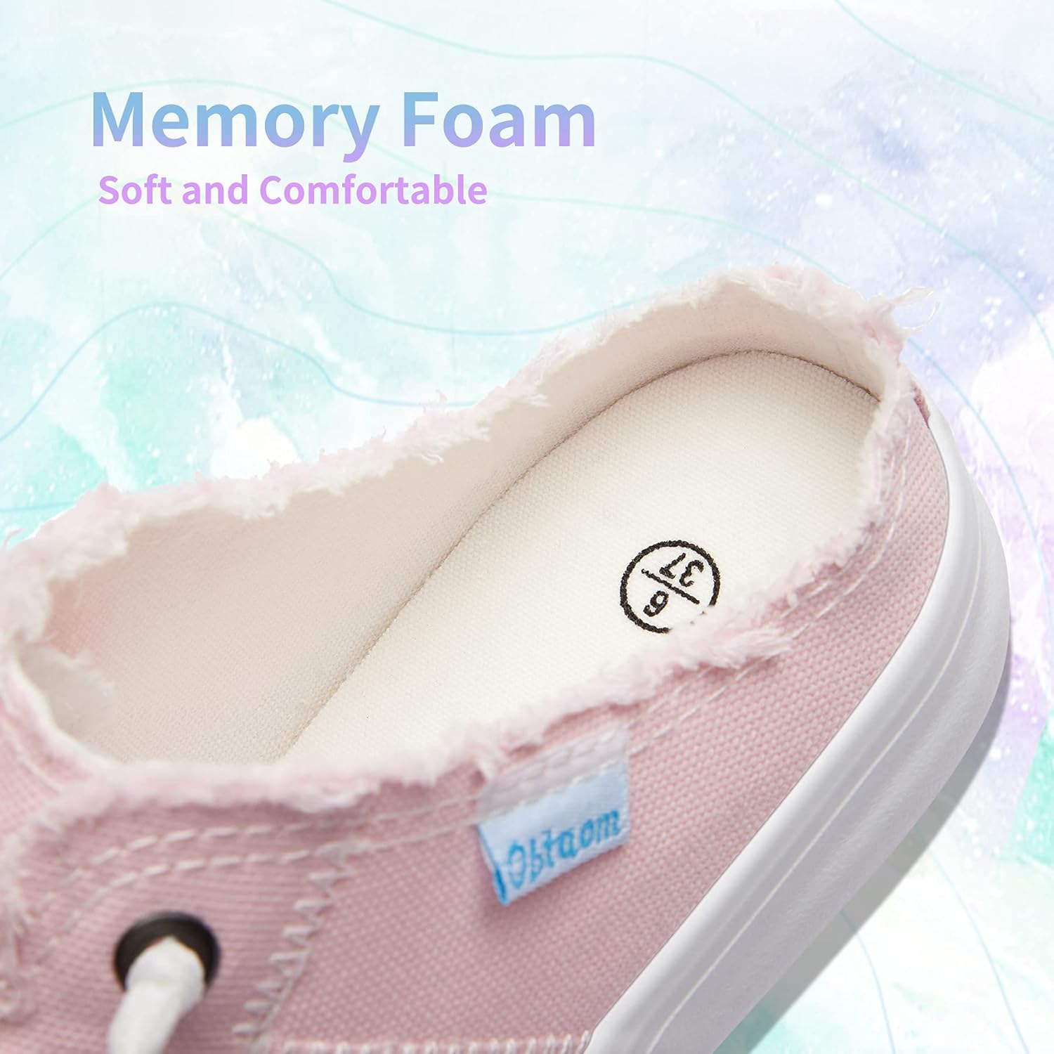 Obtaom Women Canvas Mules Memory Foam Clipper Fashion Sneakers Comfortable Slip-On Mule Backless Holiday Shoes - Image 6