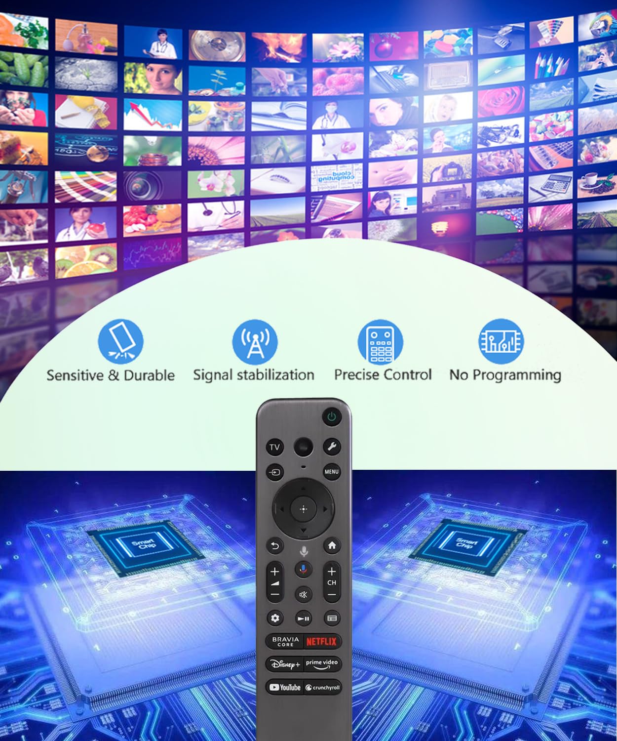 Telecomando vocale per Smart TV Sony Bravia KD-65X77CL KD-50X77L XR-85X90CL XR-75X90L XR-85X93L XR-65A75L XR-55A80L XR-77A95L KD65X77CL KD50X77L XR85X95L 0CL XR7 Sostituzione 5X90L XR85X93L