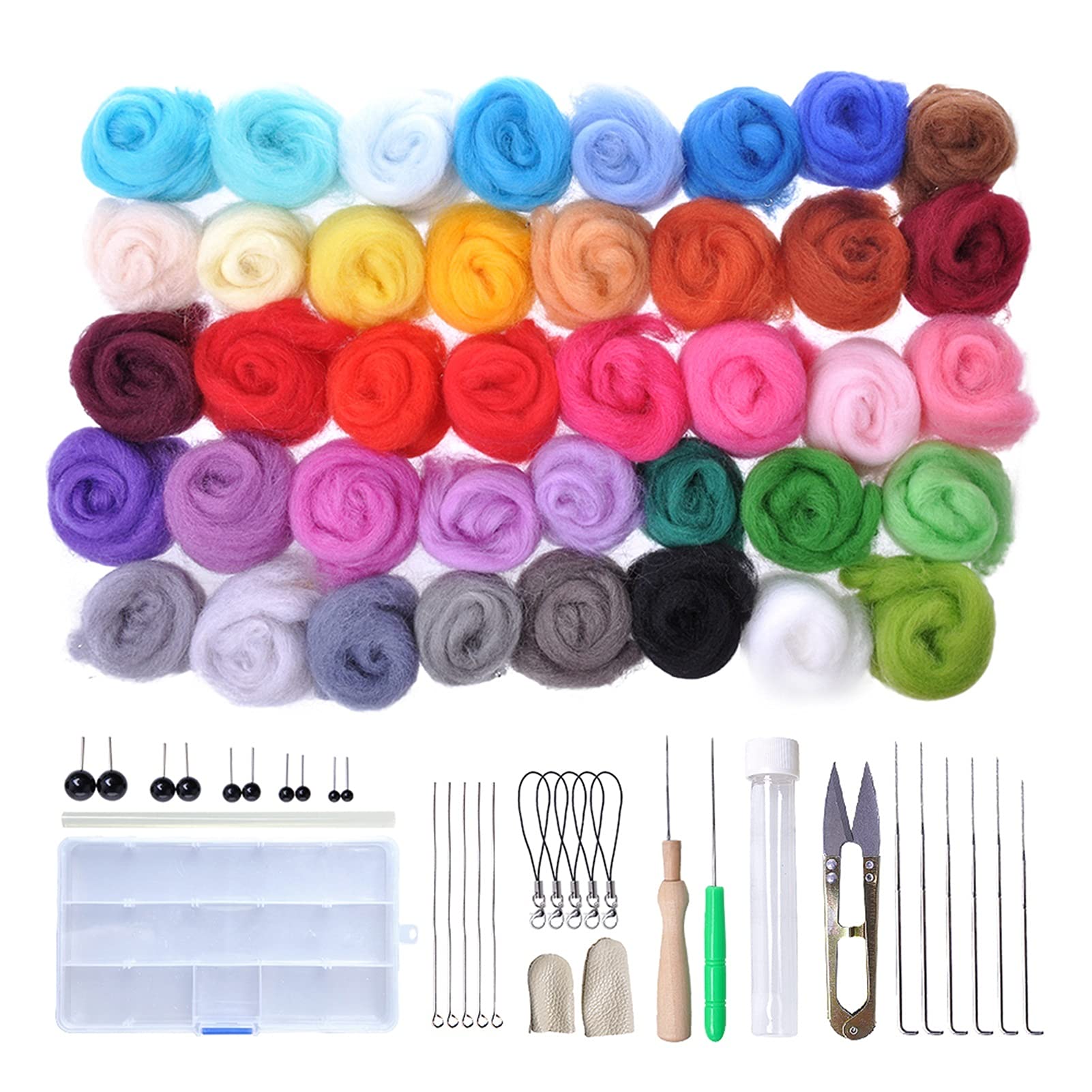 Kit de fieltro de agujas para lana de fieltro 40 colores y manualidades de muñecas
