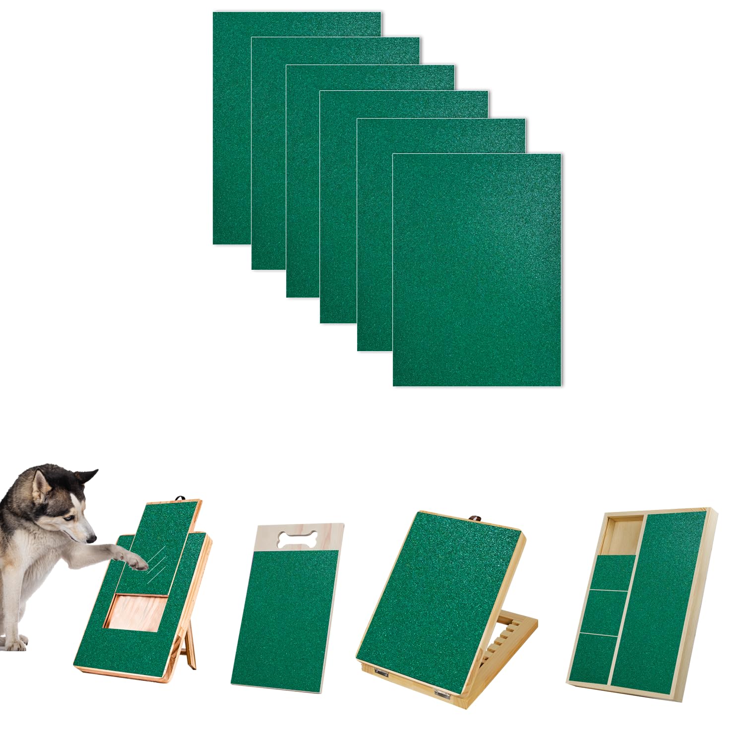 xin partner Dog Nail Scratch Board - Self-Adhesive 80-Grit Sandpaper Door Protector for Large Dogs, 13ft x 10in Green Roll