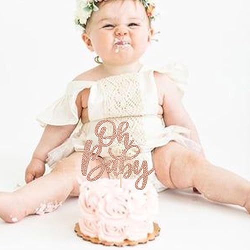 Miniatura 116 de 1 pieza de decoración de pastel Oh Baby Shower con purpurina para baby shower, bautismo, revelación de género de bebé, decoración de pastel