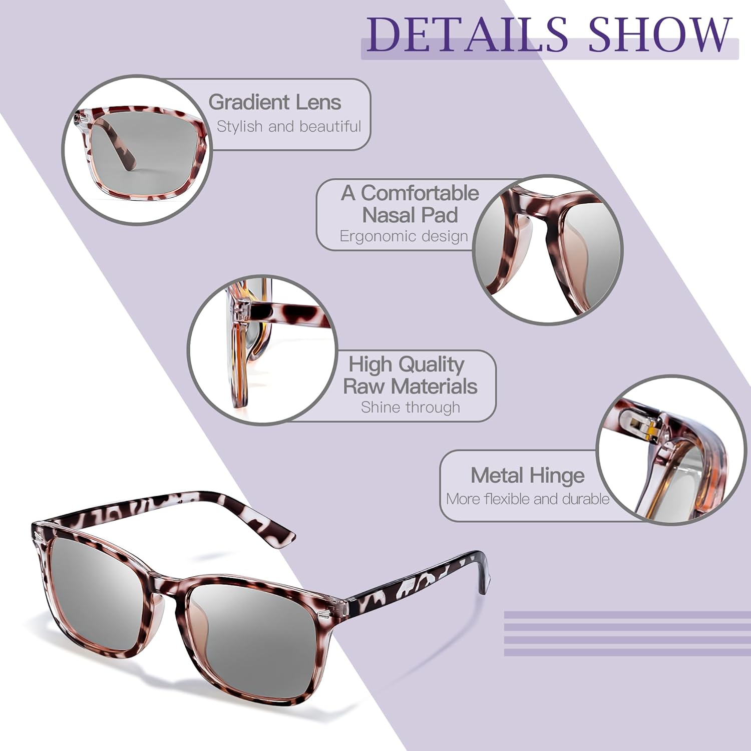 Classic Square Light Tinted Driving Glasses for Women Men Anti Glare Polarized Grey Lightly Tinted Sunglasses for Dawn/Dusk - Image 5