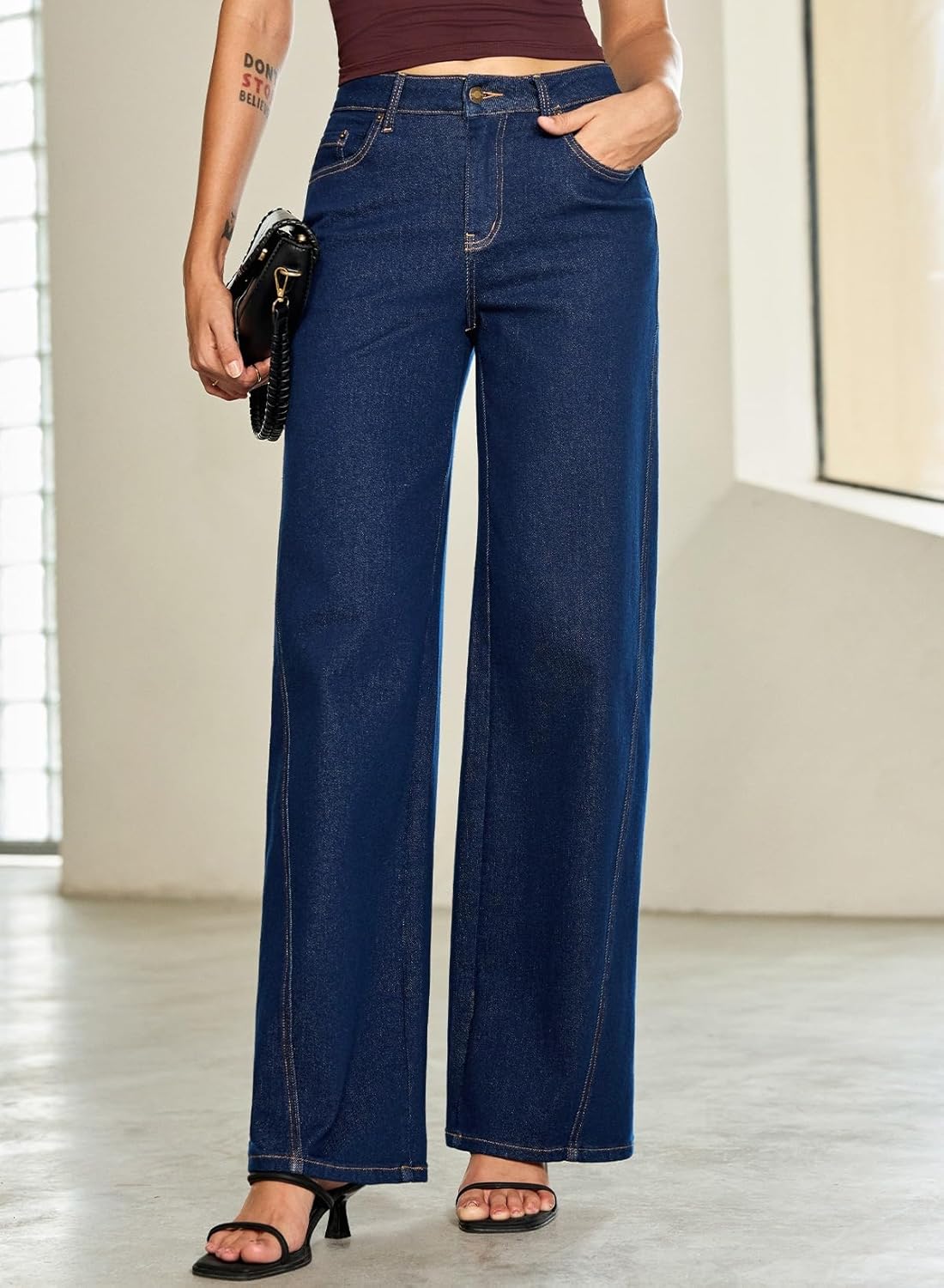 Sidefeel Women's Baggy Wide Leg Jeans High Waisted Straight Leg 2025 Fall Outfits Denim Pants - Image 3