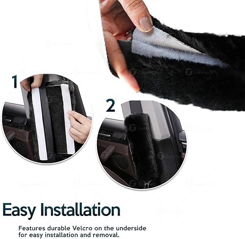 Miniatura 4 de ZONETECH Cinturón de seguridad de automóvil cómodo para el hombro, paquete de 4 unidades, calidad premium, clásico, negro, cómodo, acolchado para
