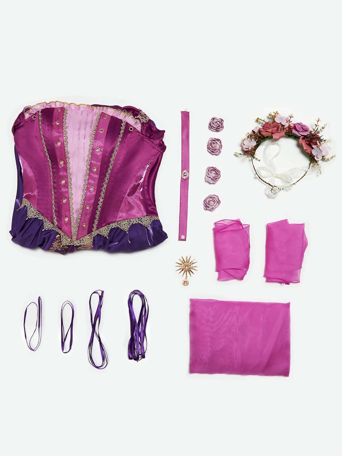 miccostumes Women's Costume Princess Cosplay Medieval Dress with Wreath Headdress and Fluttering Ribbons - Image 7