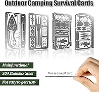 Vista 2 de Hukado Kit de 9 tarjetas de supervivencia multiherramienta para acampar con equipo de línea de pesca, cartera de tarjetas de crédito multiusos