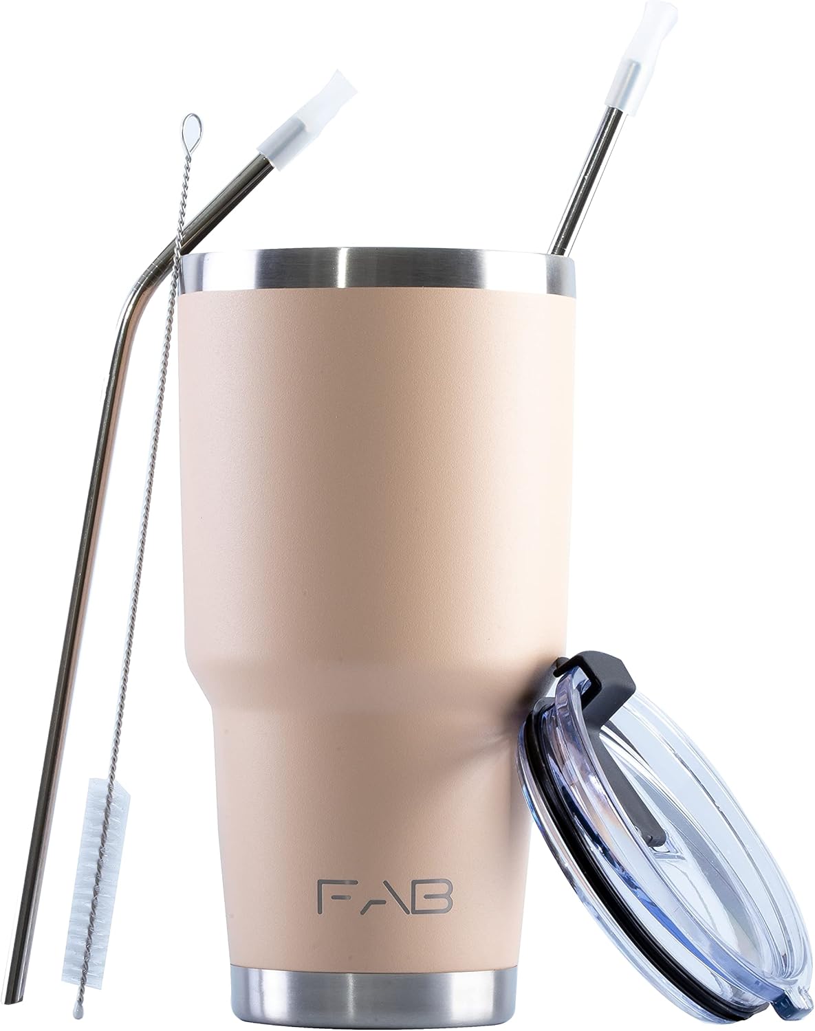 FAB Vacuum Insulated Tumbler with Lid & Straw 850ml (30oz) Reusable