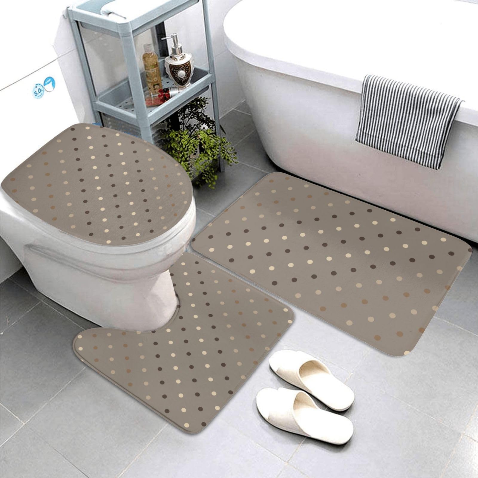 Tapis de salle de bain ultra absorbant et antidérapant lot de 3 taupe