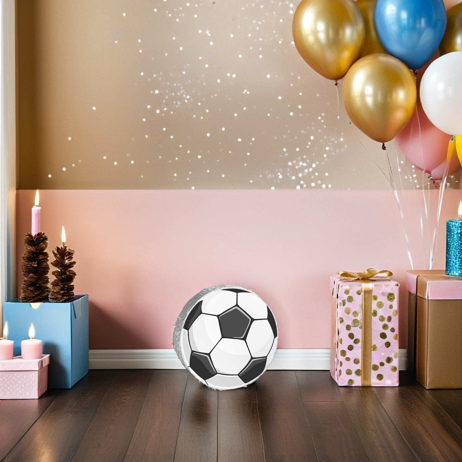 Toddmomy Piñata de Fútbol con Diseño Colorido y Festivo para Fiesta de Cumpleaños Infantil Fácil de Colgar y Uso Incluye Palo y Venda Ojos