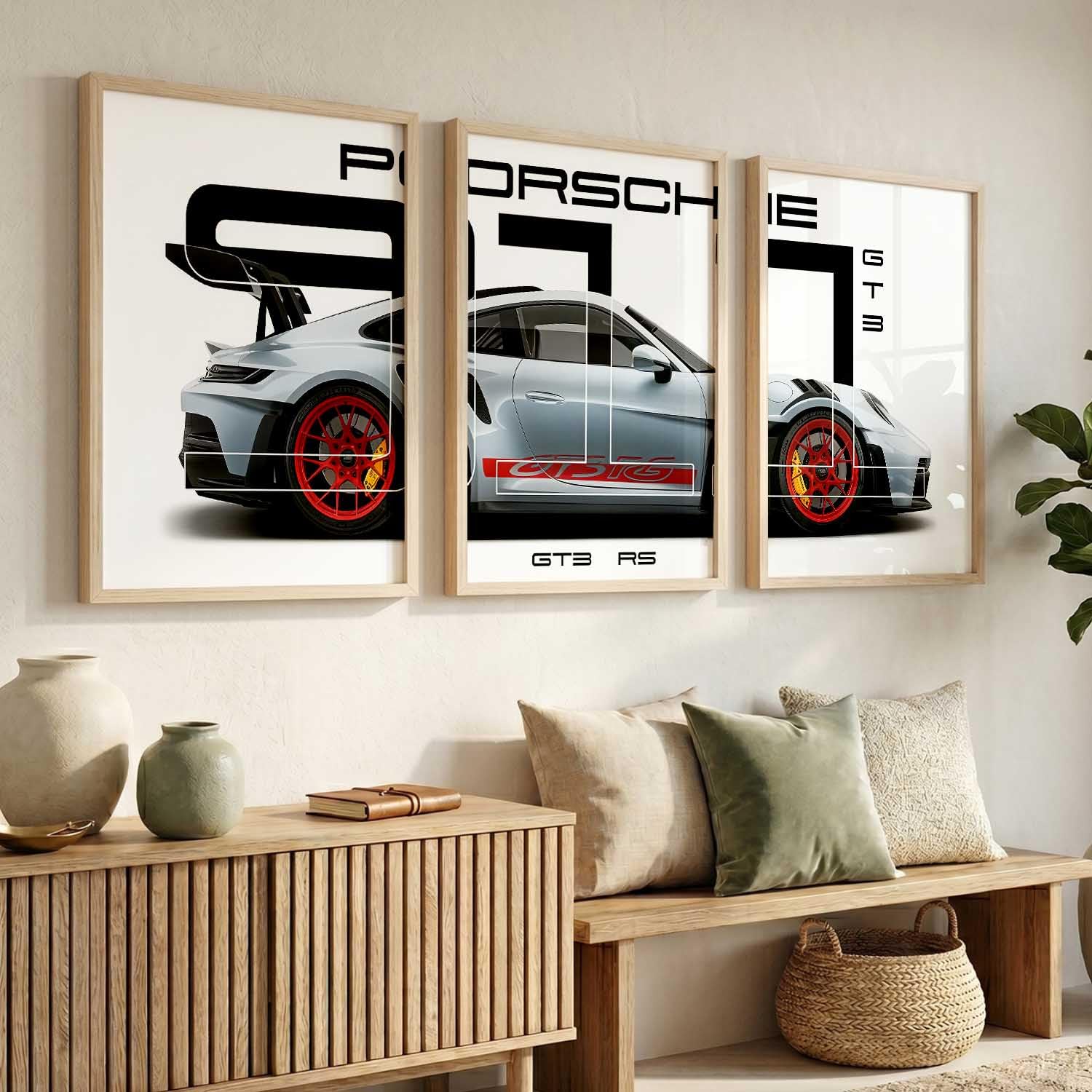 Porsche Car Posters - Set of 3 Framed Wall Art -6 Porsche Car Posters - Set of 3 Framed Wall Art -6