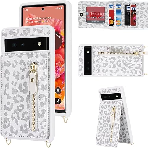 Miniatura 3 de Jaorty Funda para Google Pixel 6 para mujer con tarjetero de 6.4 pulgadas 5G 2021, funda para teléfono Google Pixel 6 con correa, funda cruzada con