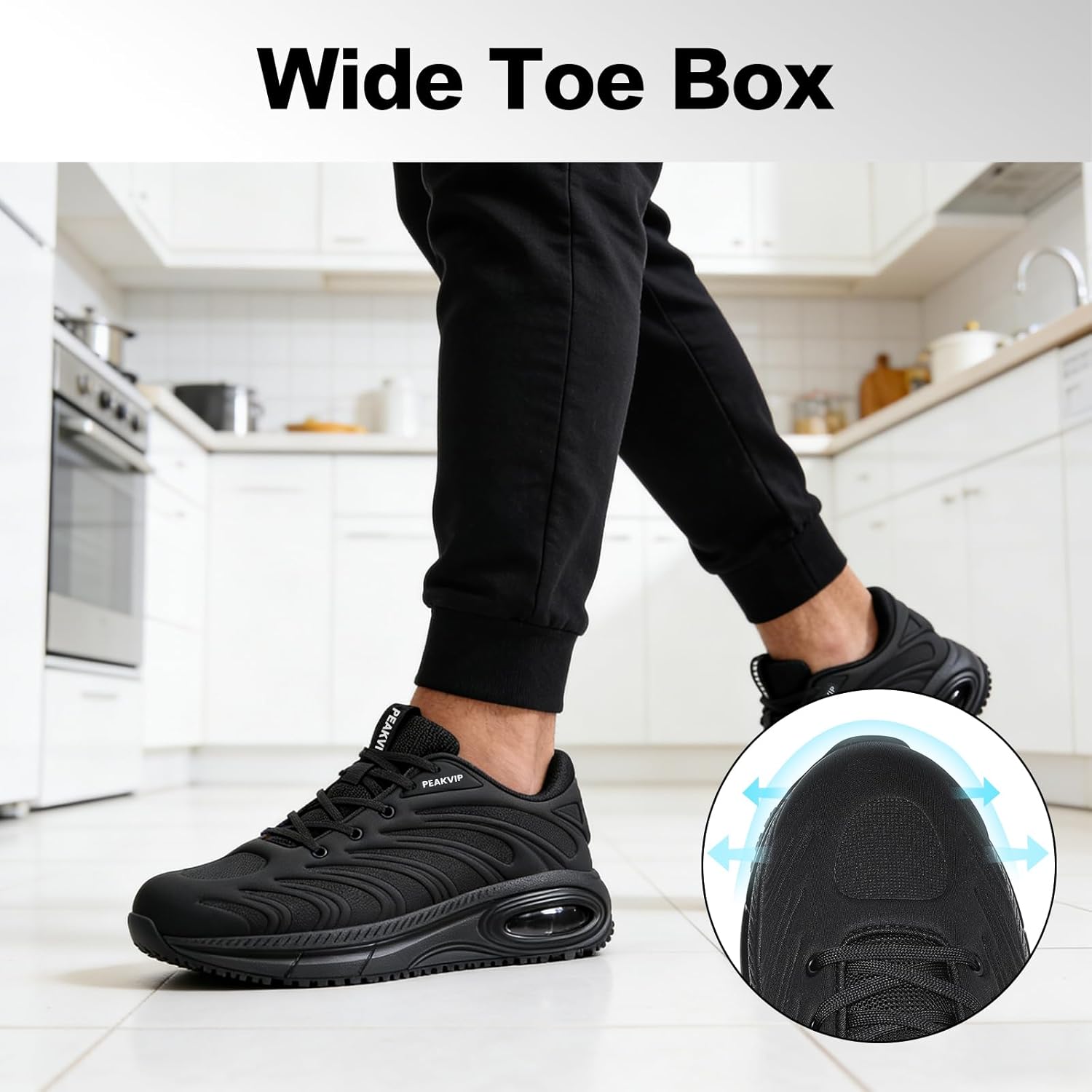 Non-Slip Waterproof Work Shoes for Men | Slip Resistant Safety Chef Shoes for Kitchen & Restaurant | Lightweight Comfortable Food Service Shoes for Standing All Day