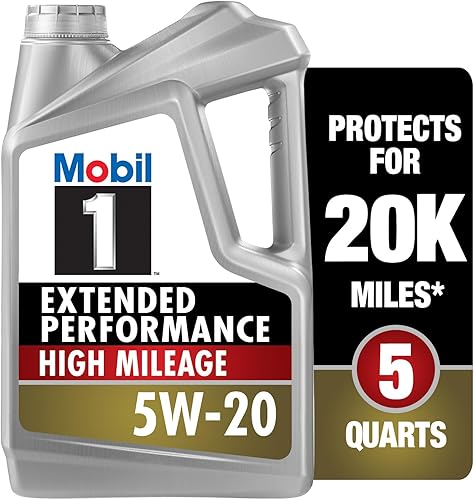 Mobil 1 - Aceite de motor Extended Performance High Mileage, 5W-20, 5 cuartos de galón, gris (123840)