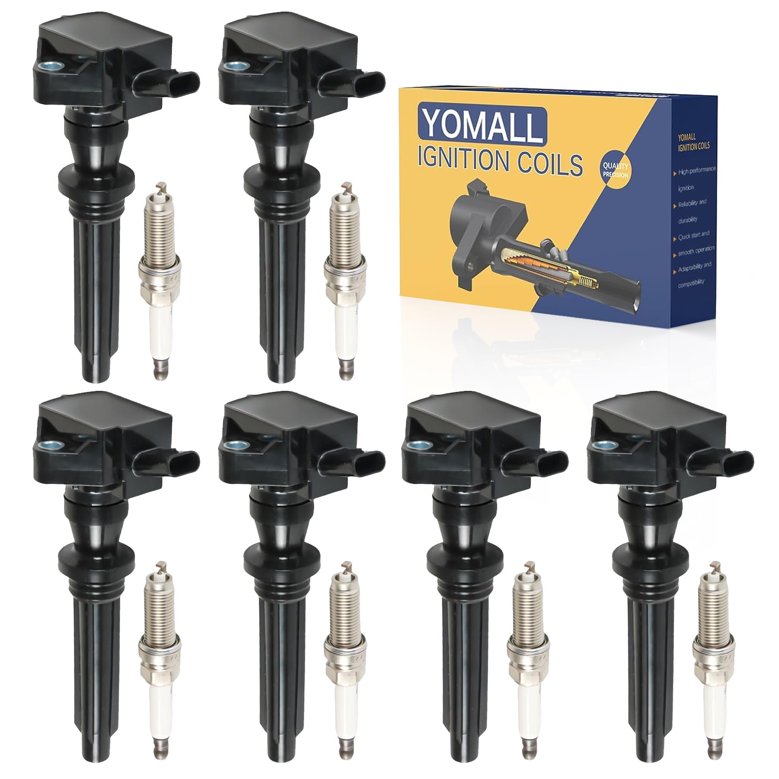 YOMALL UF730 6PCS Ignition Coils + 6PCS Iridium Spark Plugs Ignition Coils Pack Fits for 2017-2020 Discovery, 2014-2016 LR4 3.0L, Coil Pack Set