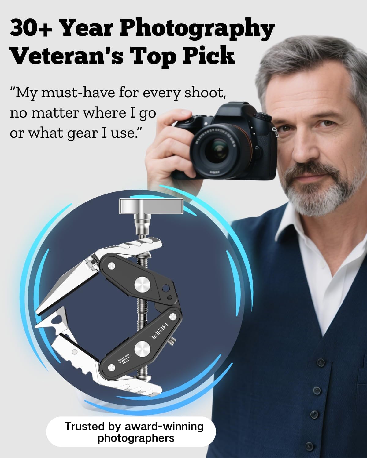 HEIPI Super Clamp Phone Camera Mount Holder 2-in-1 Clamp & Stand Design with 360°Rotation Long Magic Arm with Phone Clip Mount Adapter Holder Max Clamping 3.93 inch