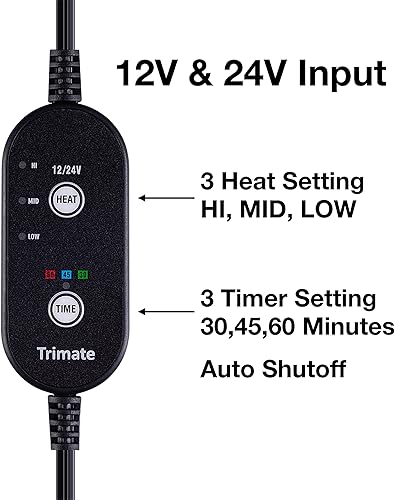 Miniatura 3 de Manta eléctrica de calefacción para automóvil con 3 ajustes de calor, apagado automático, lavable, 55 x 40, se conecta a los autos de 12 V y la toma