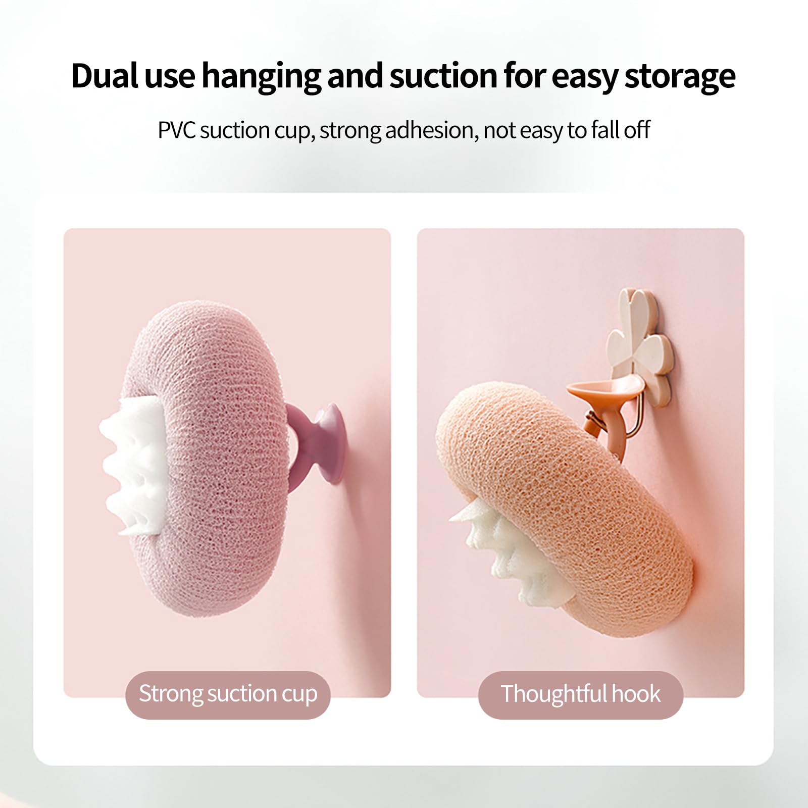 Newly Upgraded 2-in-1 Sunflower, Ultra Soft Sunflower Suction Bath Sponge, Exfoliating Bath Sponge with Suction Cup, Shower Loofah Sponge (Meaty Pink)