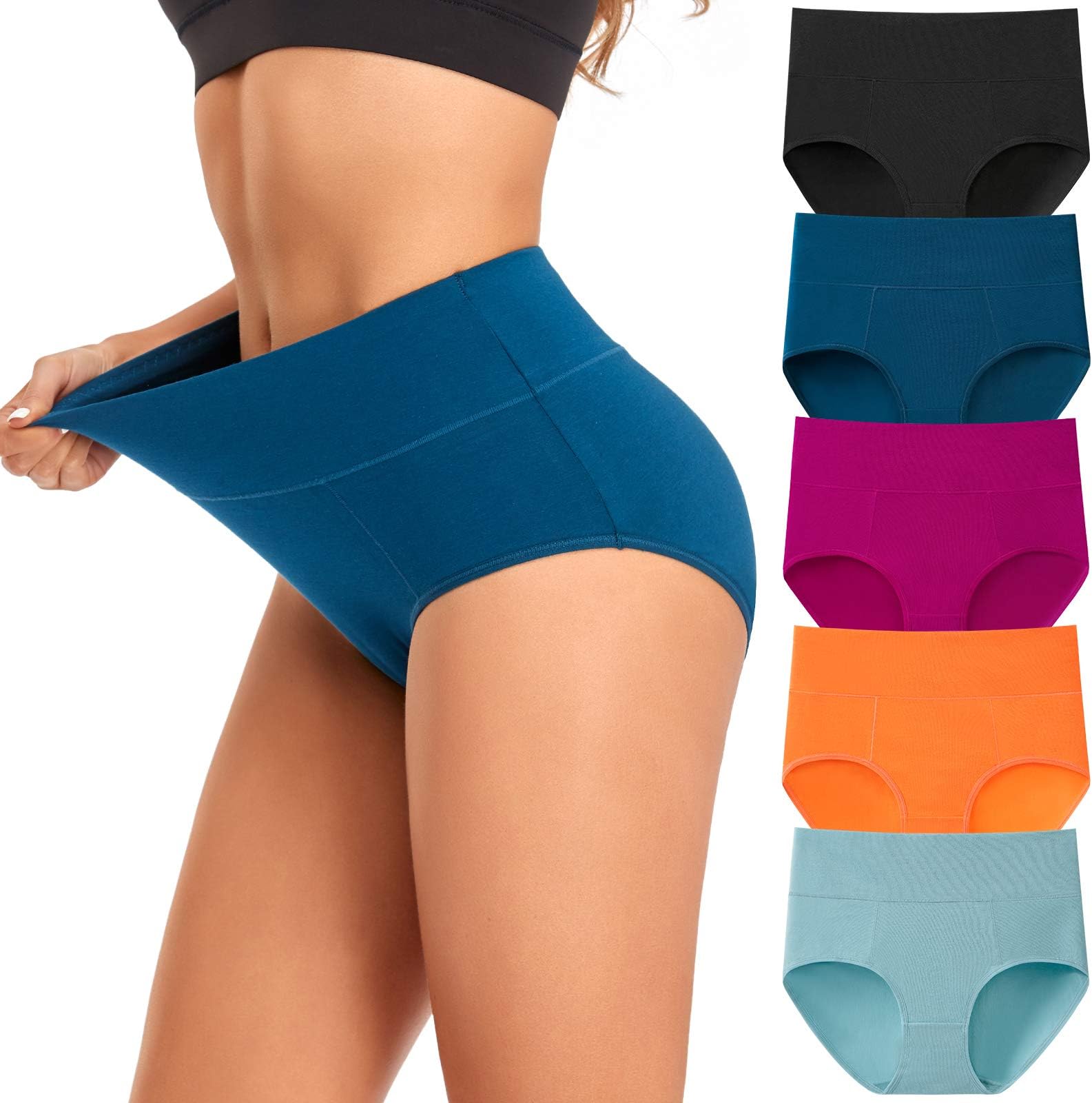 Annenmy Women's High Waist Cotton Underwear Soft Brief Panties Regular and Plus Size