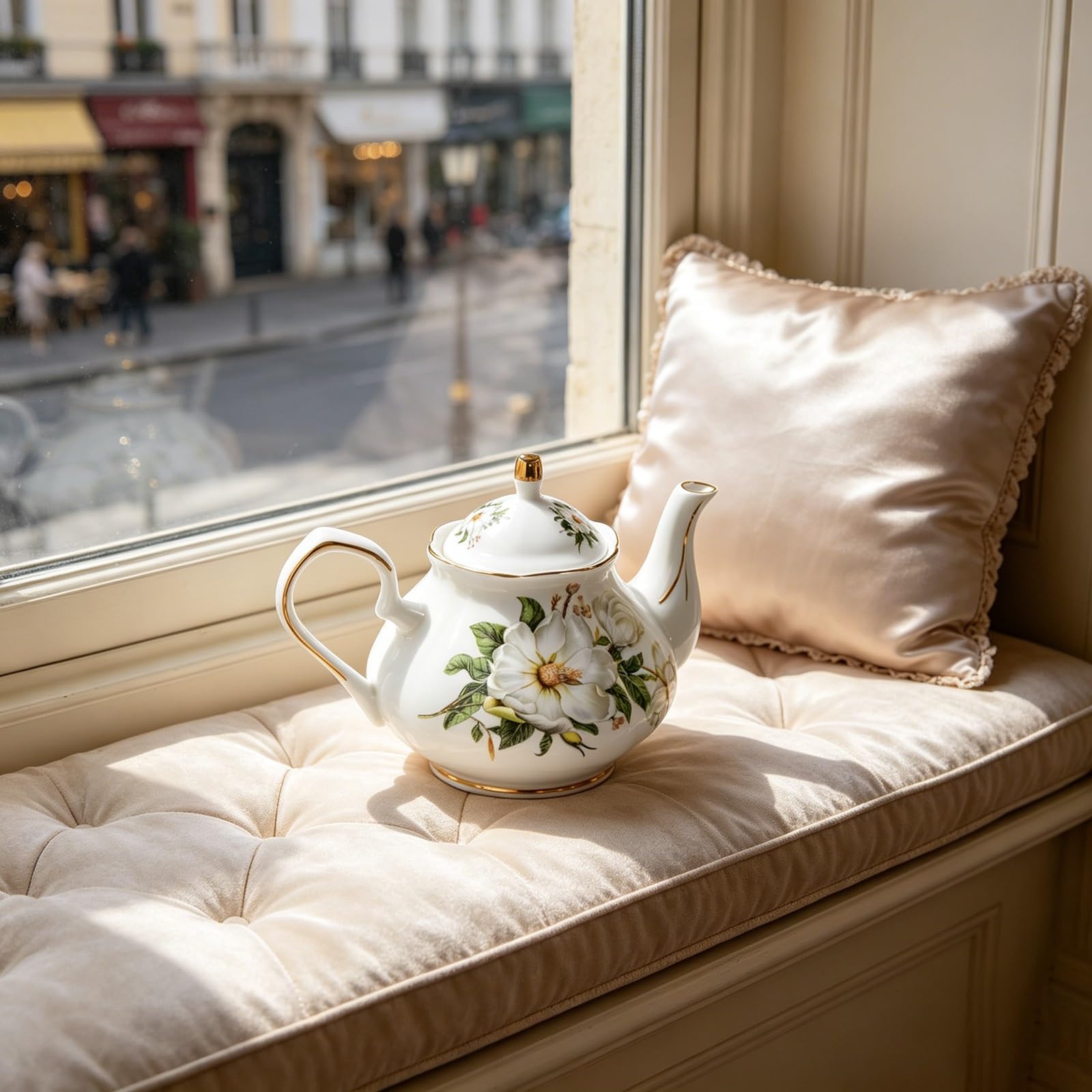 Ceramiczny czajniczek w stylu vintage, 500 ml, elegancki porcelanowy dzbanek do herbaty na luźne liście i kwitnącą herbatę, idealny na przyjęcia herbaciane i spotkania