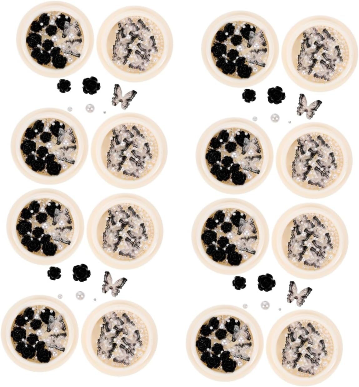 Black Nail Charms Rhinestones Unique Flower Nail for Stunning Designs and Decorations for Parties and Daily Use