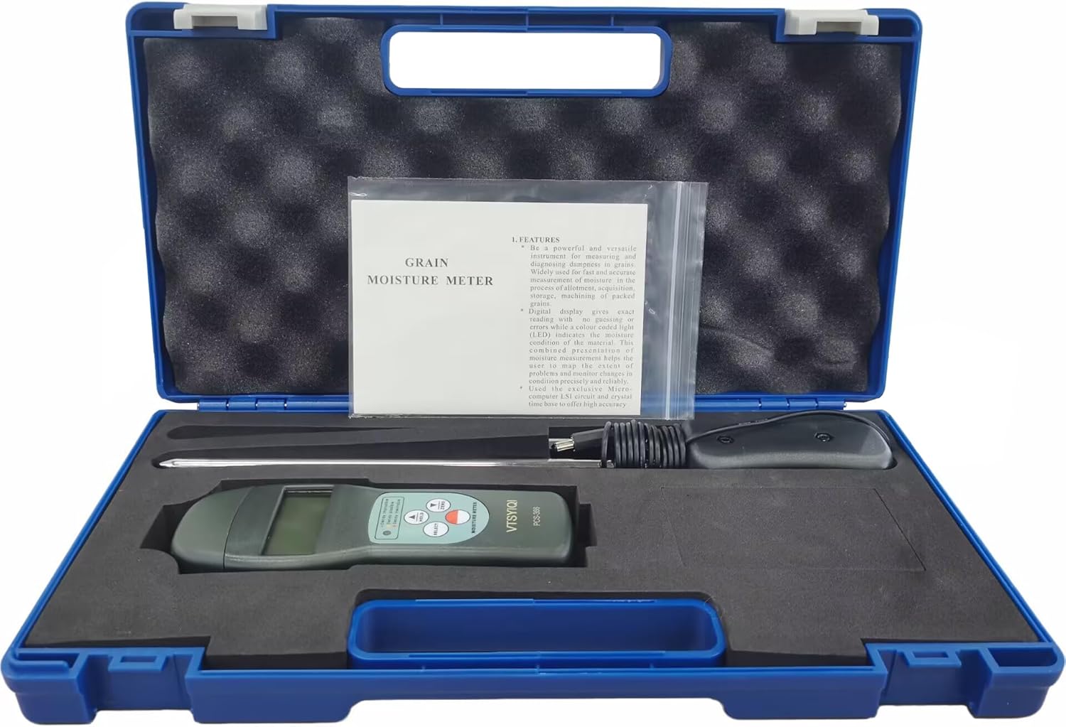 Multifunctional Moisture Meter for 36 Grains with Range 7~30% and 0.1 Resolution for Deep Testing in Grain Silos and Storage Bins