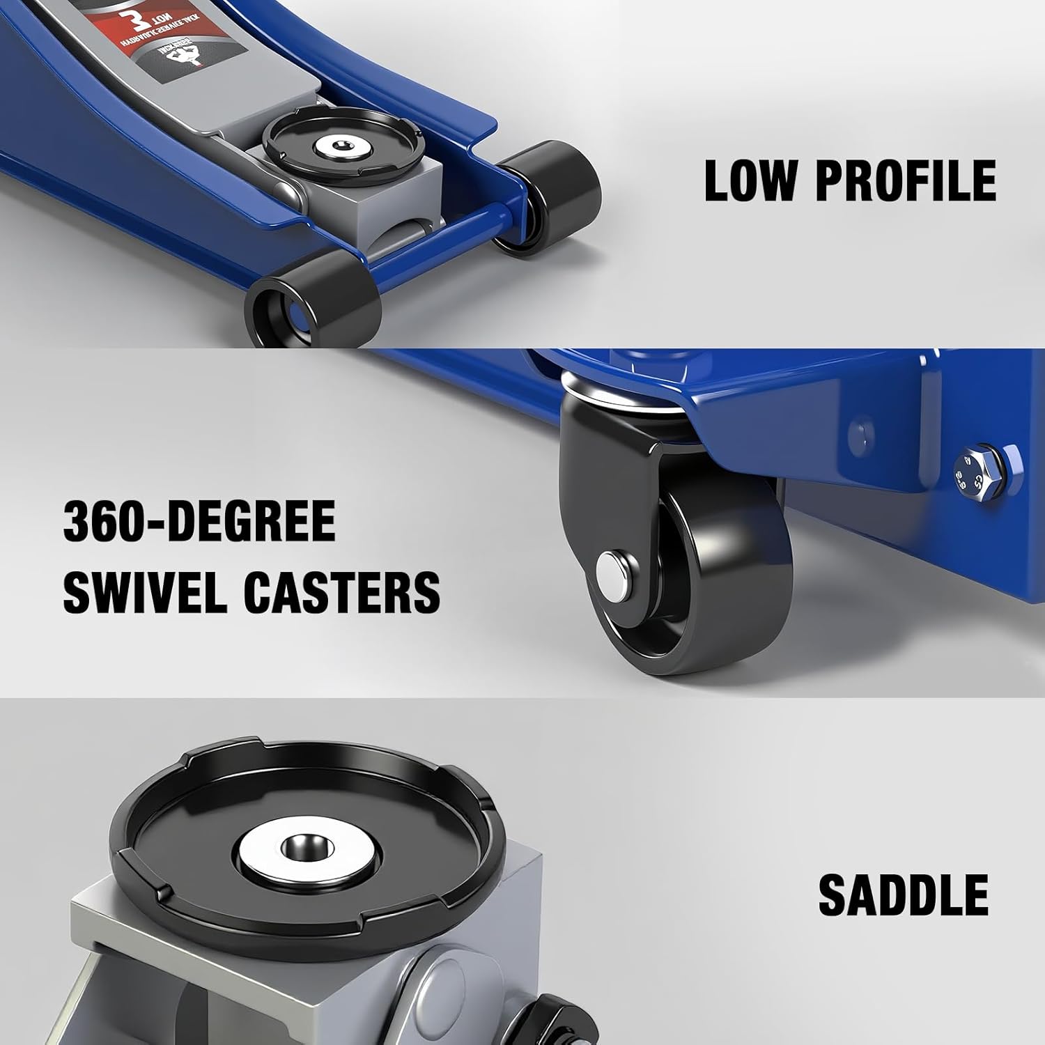 3 Ton Floor Jack, Hydraulic Car Jack, Low Profile with Dual Pumps, Quickly Lift Steel Service Jack (6600lbs)