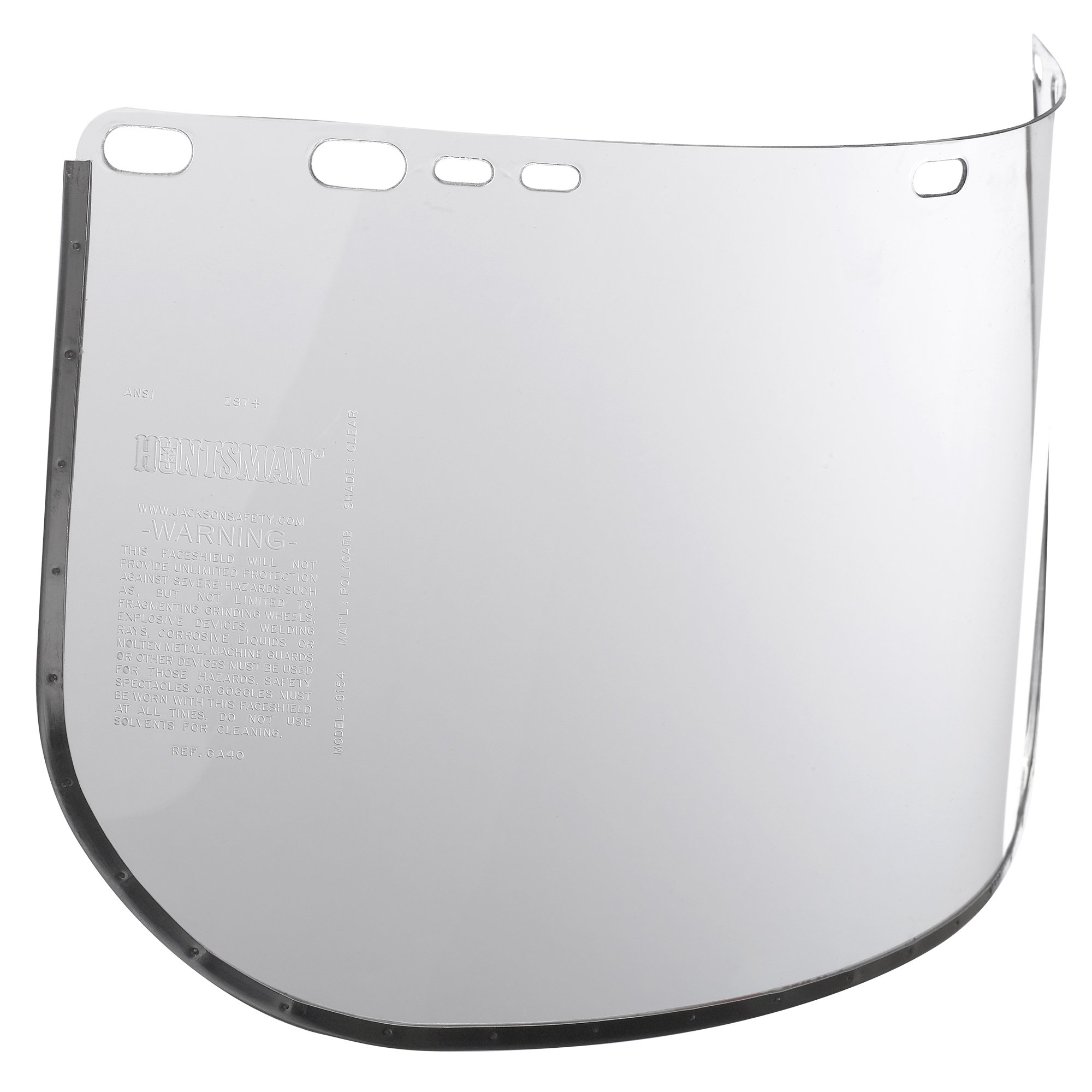 Face Shield Window for Jackson Safety Headgear, 8" x 15.5" x 0.04", Aluminum Bound Polycarbonate, Clear (Case of 25), 29096