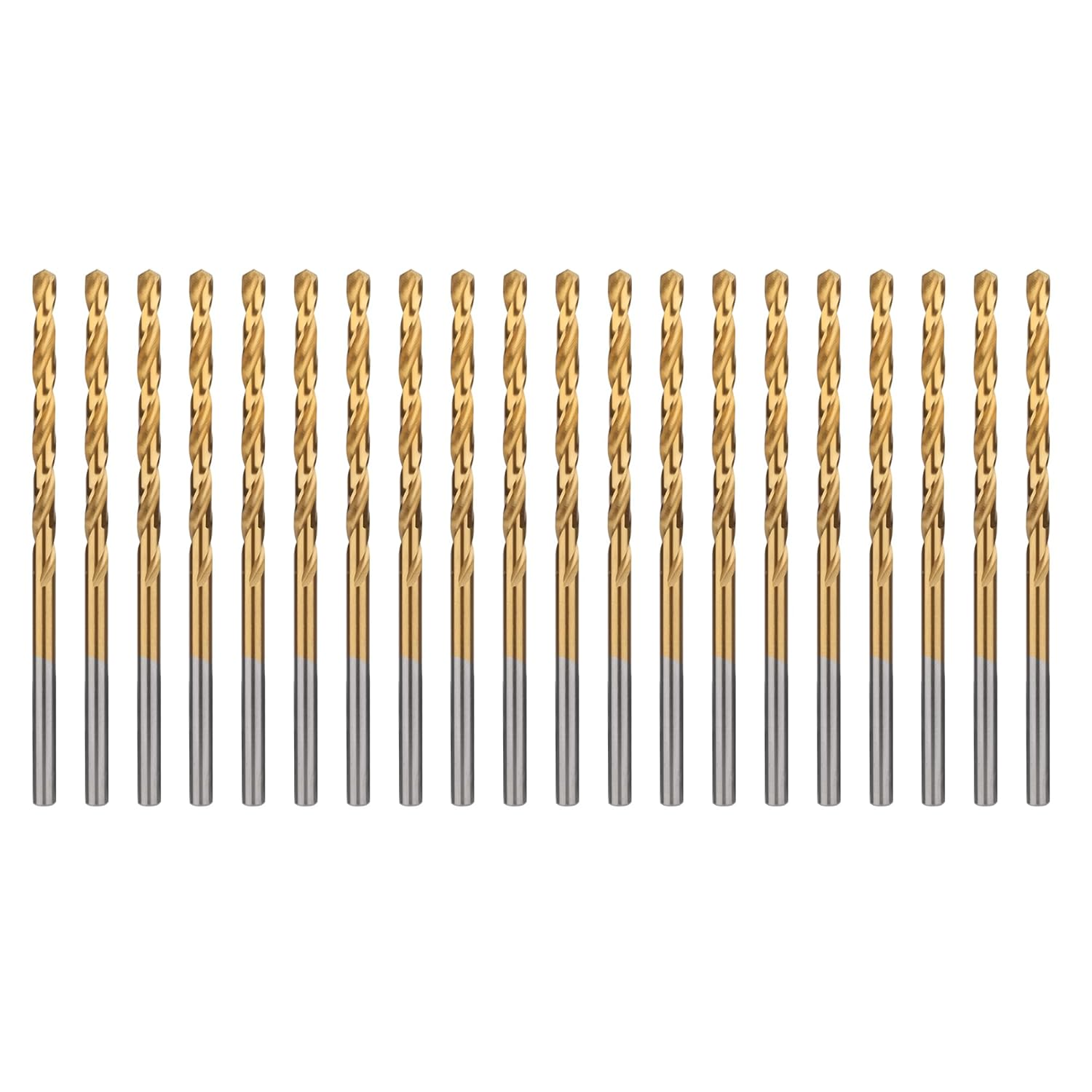 1/8" Titanium Drill Bits, HSS Metal Jobber Length Twist Drill Bits, 135° Split Point, Suitable for Drilling in Metal, Plastic, Wood, Pack of 20pcs, BECOLLO…