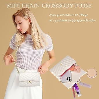 YAZEKOUS Crossbody Bags Small Purse for Women Leather Phone Clutch Purses | Crossbody Purses with Card Slots Chain, Mini Sling Shoulder Cross Body Bag, Vegan Leather Phone Wallet Travel Outdoor Daily
