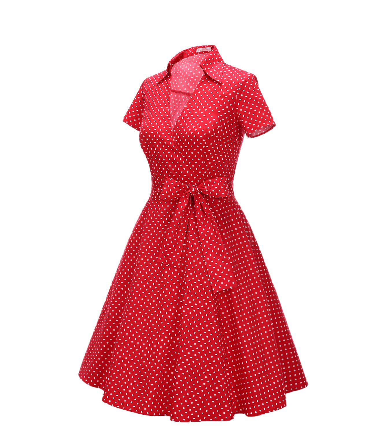 Robe Années 50's Audrey Hepburn Rockabilly Swing,Plissé Robe à Manches Courtes