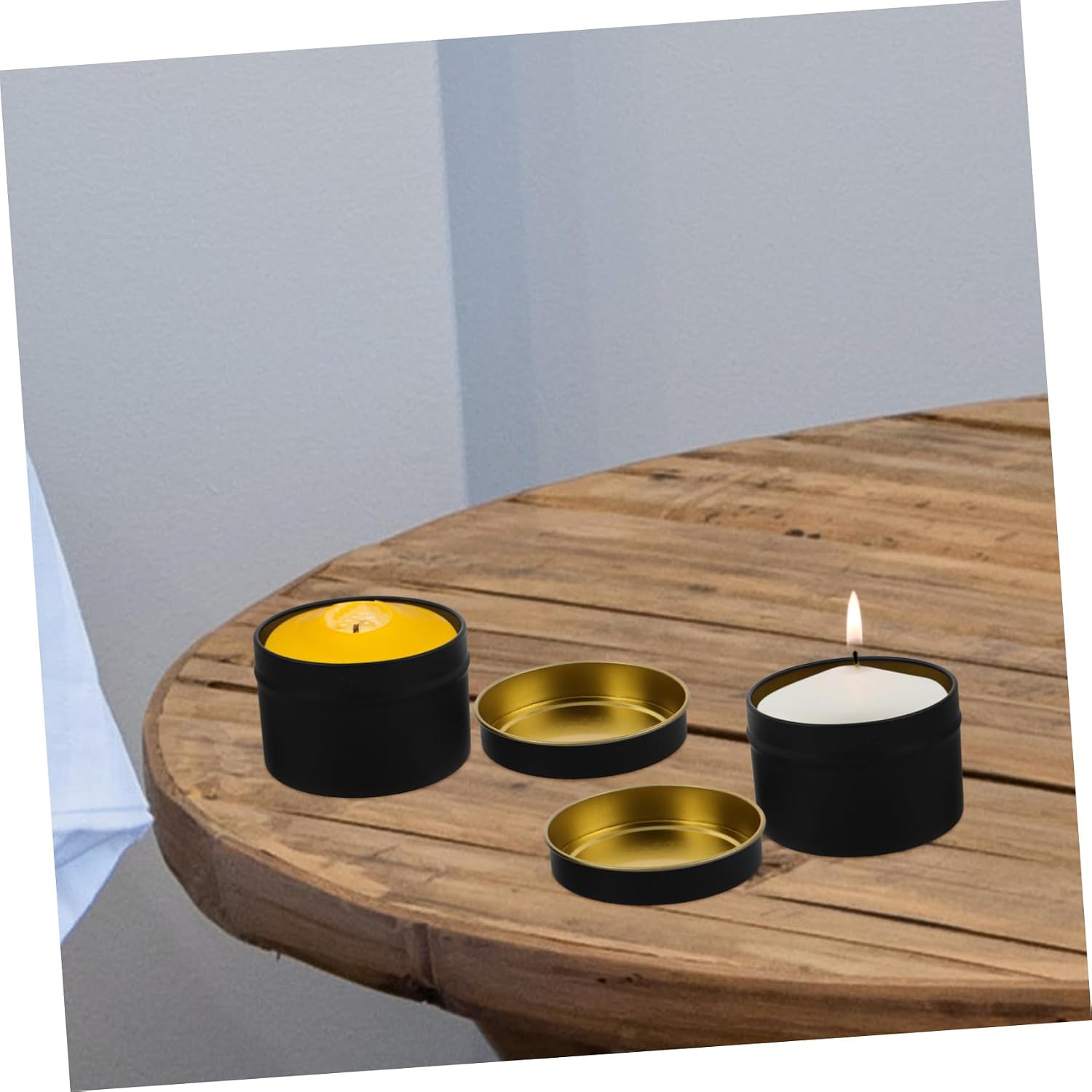 TEHAUX 12pcs Black Matte Retro Candle Jars Lids Metal Containers for DIY Candle Making Versatile Storage Tins for Crafts and Aromatherapy