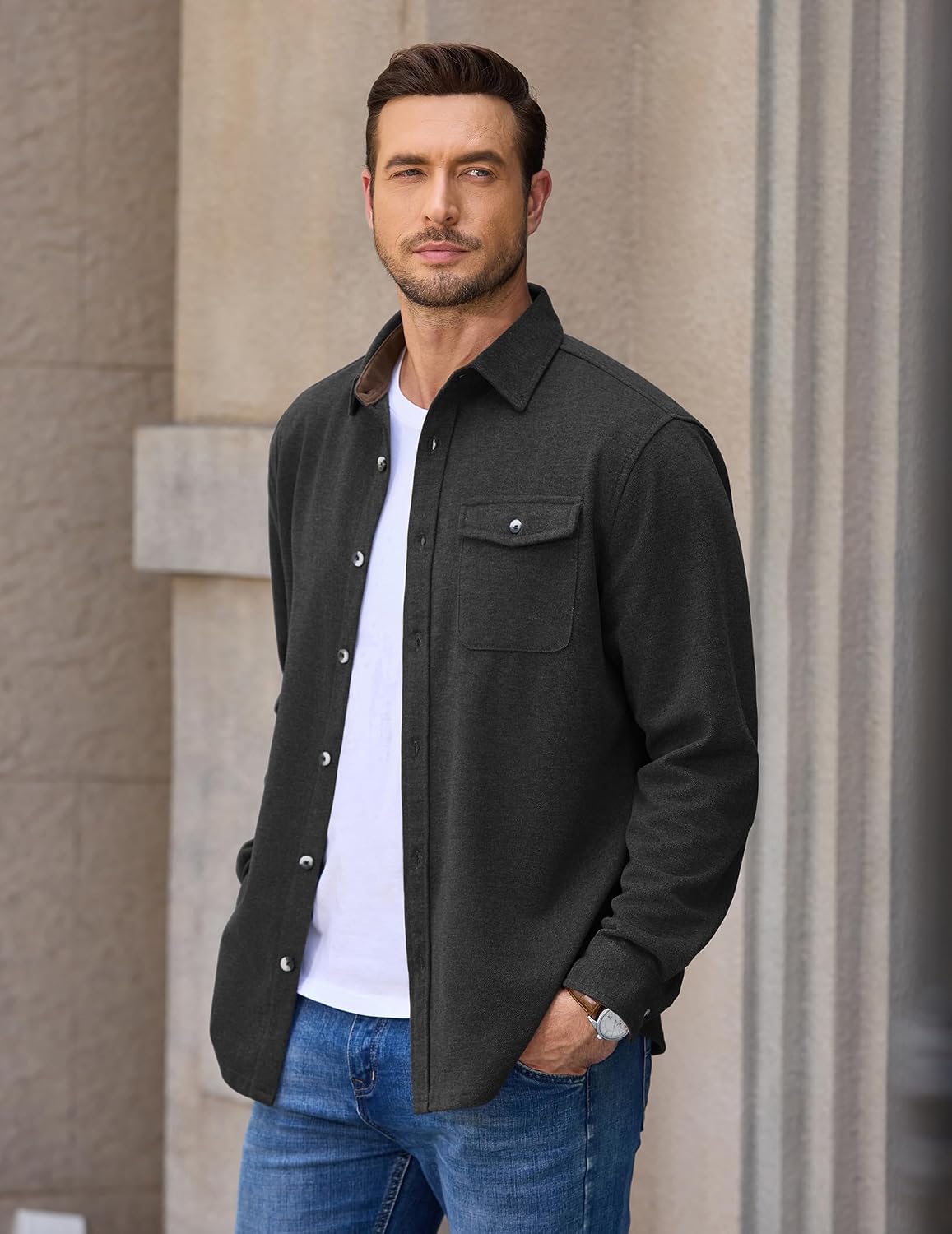 COOFANDY Men's Button Down Shirt Jacket Long Sleeve Flannel Shirts