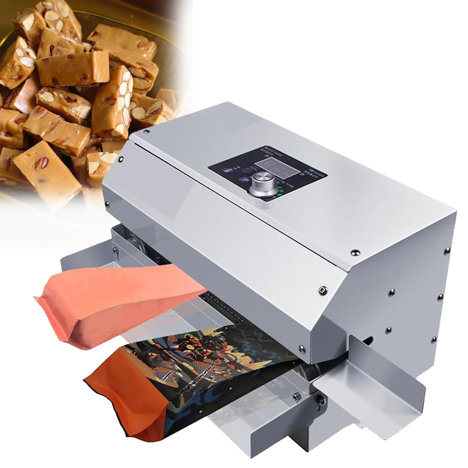 Aserzenith Unprintable Date Continuous Band Sealing Machine, Heat Sealer W/Temp & Speed Adjustment, Automatic Horizontal Plastic Bag Sealing Machine For Home-Made