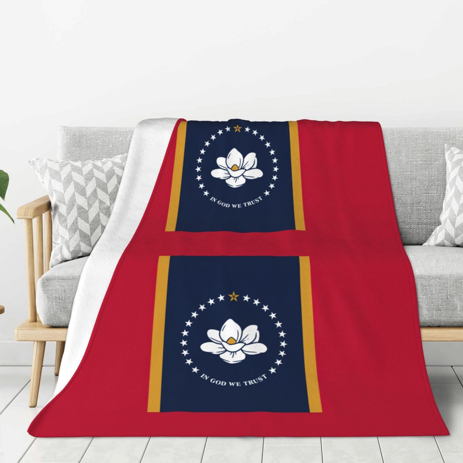 Couverture flanelle drapeau Mississippi isolante et légère lit et voyage