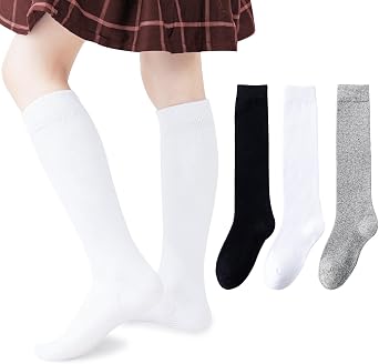 Girls Knee High Socks Seamless Boys School Uniform Socks Kids Soccer Socks Cotton Long Socks 3/5 Pack