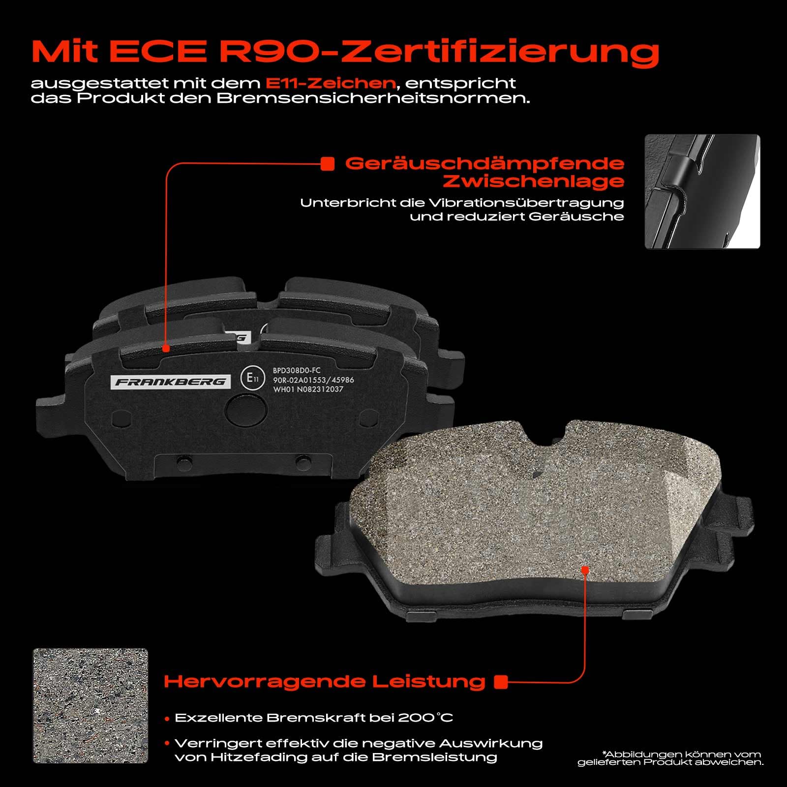 Frankberg Bremsensatz inkl. 2x Bremsscheiben + 4x Bremsbeläge Vorne Kompatibel mit 1er E81 116i 116d 1er E87 116i 116d 118i 118d Replace# 34116774050