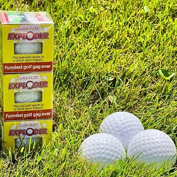 JP Lann Exploding Golf Balls (Sleeve of 4) - Prank Golf Balls that Explode Into A Cloud of White Smoke Upon Impact - Funny Novelty Golf Gag Gift for Golfers