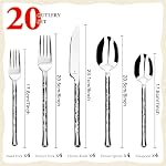 Glam Forged 20-Piece Cutlery Set for 4, 18/10 Stainless Steel Flatware Set, Unique Hammered Silverware Set, Spoon and Fork Set for Home Kitchen Hotel Restaurant Wedding Housewarming