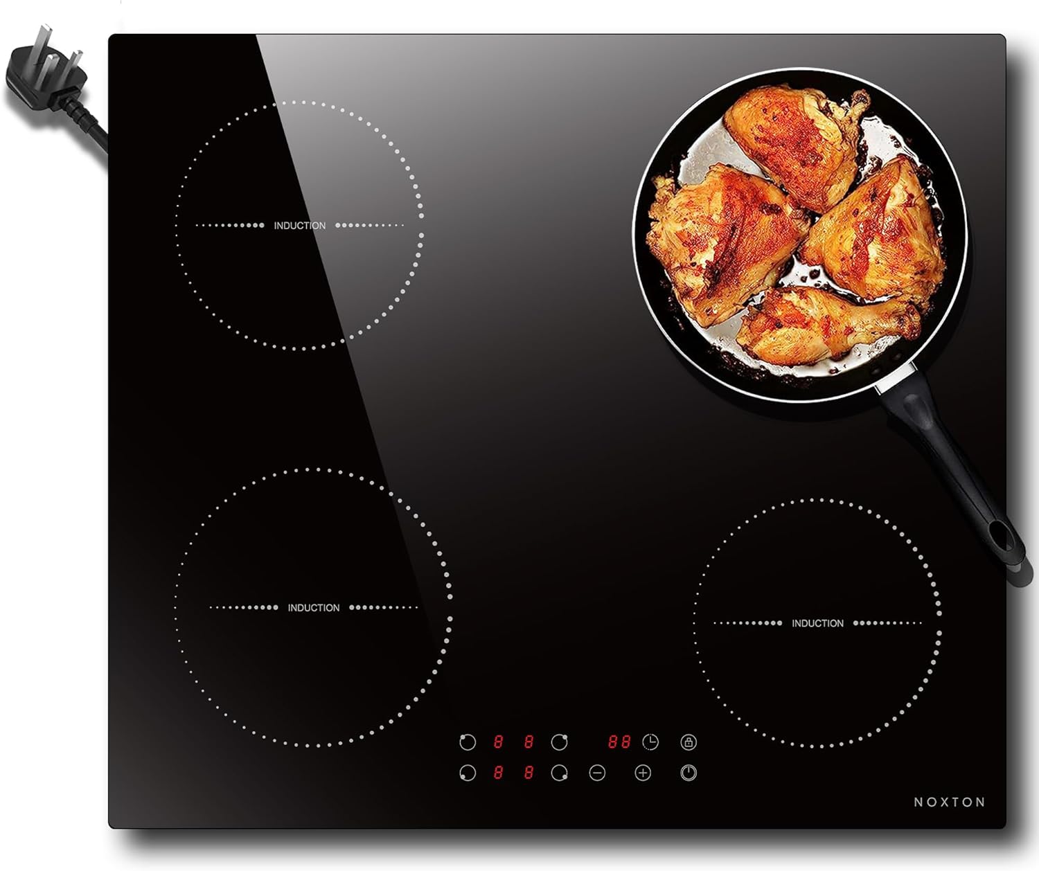 Noxton Plug in Induction Hob, 4 Zones Electric Hob 60cm, Touch Control