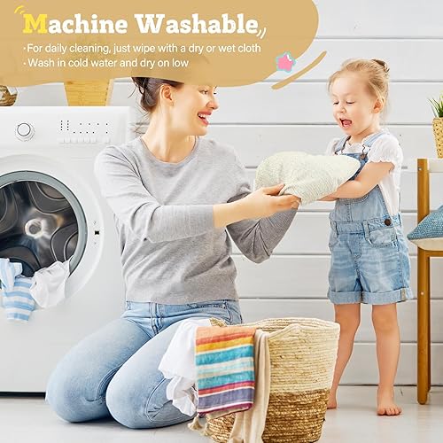 Vista 20 de Welnow Silla para niños pequeños, sofá infantil de sherpa suave 2 en 1, tumbona convertible para niños, sofá plegable para niños con bolsillos